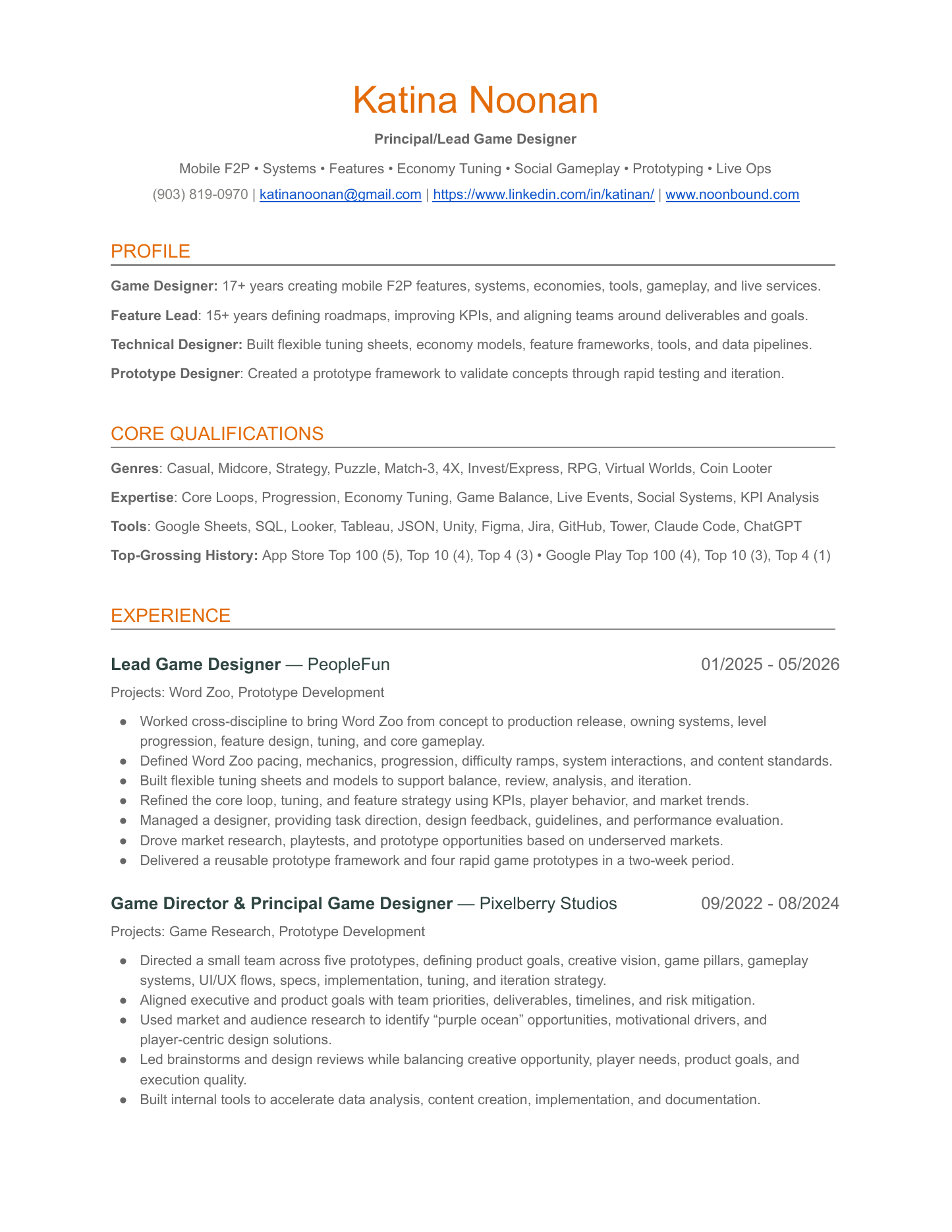 Katina Noonan resume page 1